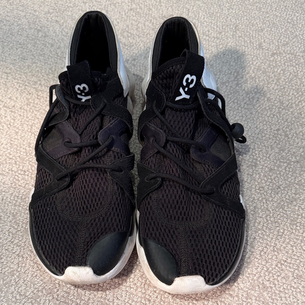 Adidas Y-3 Yohji Yamamoto Kyujo Black and White Mesh Low Sneakers Size 10.5
